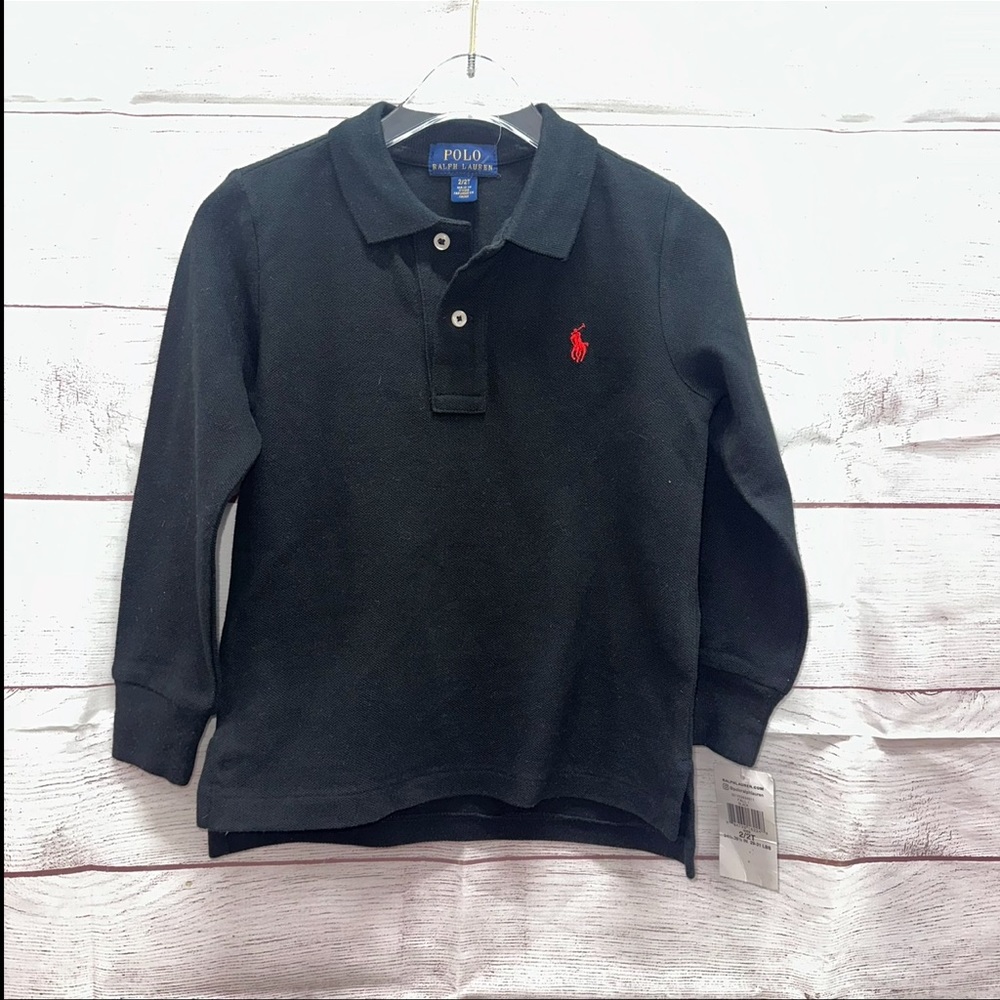 Polo Ralph Lauren Boys Black Long Sleeve Polo Shirt Size 2/2T